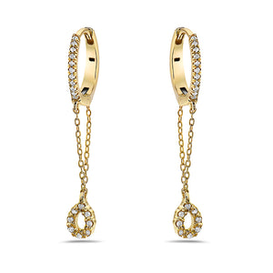 0.20Ct. Diamond Drop on Chain Huggie Hoop Earrings