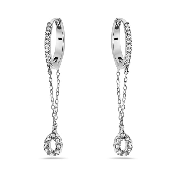 0.20Ct. Diamond Drop on Chain Huggie Hoop Earrings