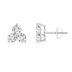 1.95ct Diamond Three Stone Stud Earrings