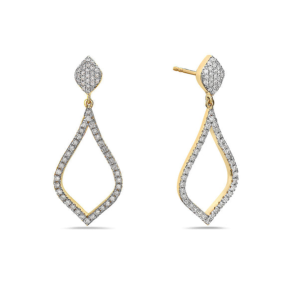 0.8Ct Diamond 18K Yellow Open Teardrop Yellow Gold Earring