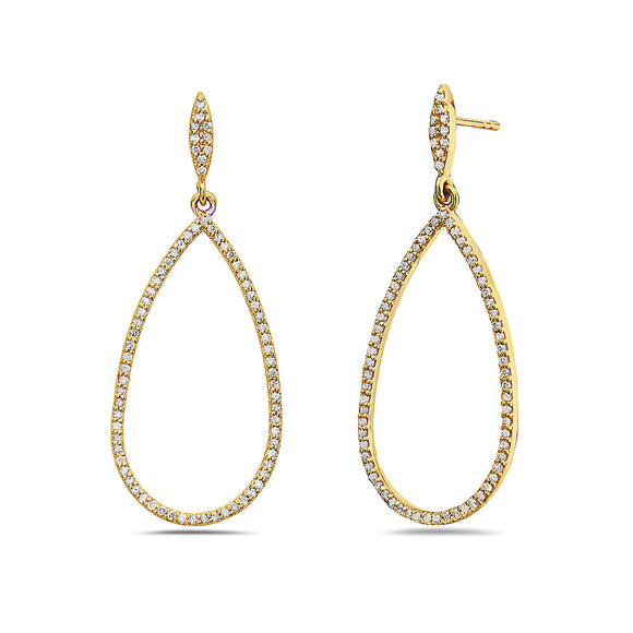 1.05Ct Diamond 14K Yellow Gold Teardrop Earring