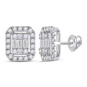 0.55Ct Baguette Diamond 14K White Gold Earring