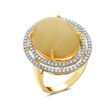 0.58Ct Diamond 7.50Ct Opal 18K Gold Oval-Shaped Ring