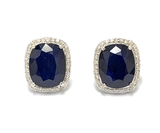 0.36 Ct. Tw. Diamond Around 8.25 Ct. Tw. Sapphire Stud 14K Gold Earring