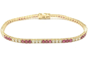 0.80 Ct. Tw. Diamond 0.90 Ct. Tw. Ruby 14k Yellow Gold Tennis Bracelet