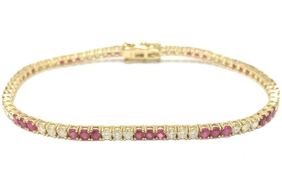 0.80 Ct. Tw. Diamond 0.90 Ct. Tw. Ruby 14k Yellow Gold Tennis Bracelet