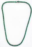 16 Ct Princess cut Emerald Tennis Necklace in 14K gold