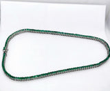 16 Ct Princess cut Emerald Tennis Necklace in 14K gold