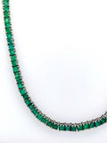 16 Ct Princess cut Emerald Tennis Necklace in 14K gold