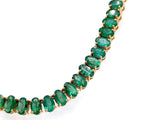 24 Ct Oval Shaped Emerald Tennis Necklace in 14K gold