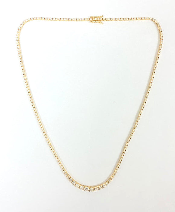 5Ct Diamond 14K Yellow Gold Graduated Necklace