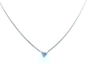 0.25 Cts Heart Shape Diamond 14K White Gold Necklace