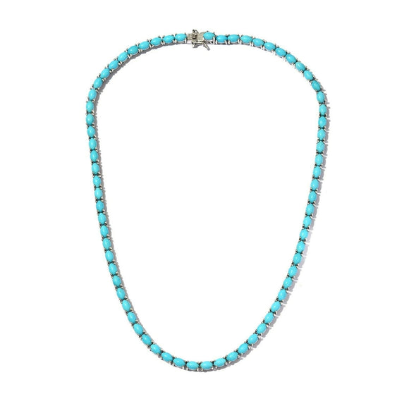 17 CT TURQUOIES WHITE GOLD TENNIS NECKLACE