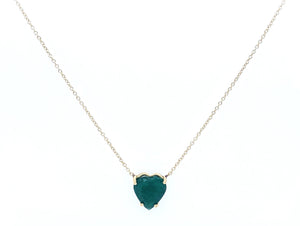 2.15 Ct Heart shaped Emerald 14K Yellow Gold Necklace