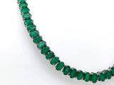 24 Ct Oval Shaped Emerald Tennis Necklace in 14K gold