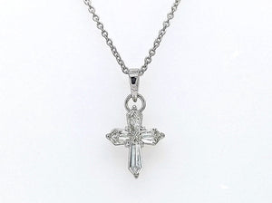 0.29Ct Diamond Cross pendent Necklace 14K White Gold