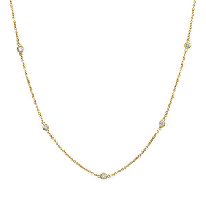 1.00 Ct. Tw. Diamond Bezel 14K Yellow Gold 16+2" Necklace