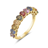 1.47Ct Multi Sapphire Bridal Band 14k Yellow Gold