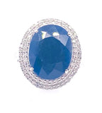 0.42Ct Diamond 8.1Ct Sapphire 14K White Gold Ring