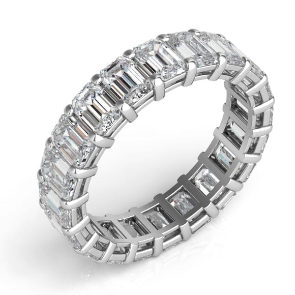 5.80Ct Emerald Cut Diamond 18K White Gold Eternity Band