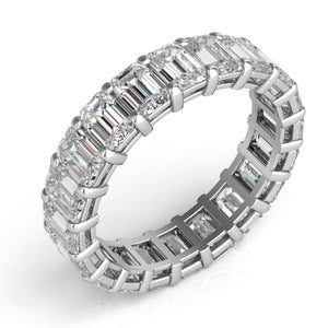 3.90Ct Emerald Cut Diamond 18K White Gold Eternity Band