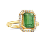 0.21 Ct. Tw. Diamond Around 2.50 Ct. Tw. Emerald 14K Gold Ring