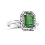 0.21 Ct. Tw. Diamond Around 2.50 Ct. Tw. Emerald 14K Gold Ring