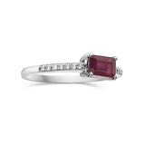 Emerald Cut Ruby With Diamond Ring