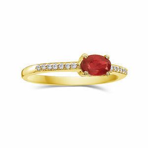 Oval Ruby With Diamond Ring