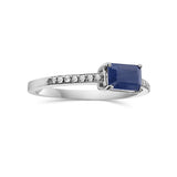 Emerald Cut Sapphire With Diamond Ring