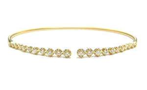 0.75Ct Graduated Diamond Open Cuff flexible Bangle 14K Gold