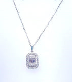 0.49Ct Diamond 14K White Gold Emerald Cut Pendent