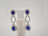 2.1Ct Diamond 9.35Cts Blue Sapphire 18K White Gold Earring