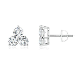 2Ct Trio Diamond 14K White Gold Stud Earring