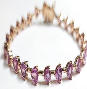 6.3 Cts Pear Shape Pink Sapphire 14Kt Rose gold Tennis Bracelet