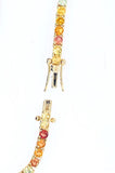 14.20Ct Multi Sapphire 14K Yellow Gold Tennis Necklace