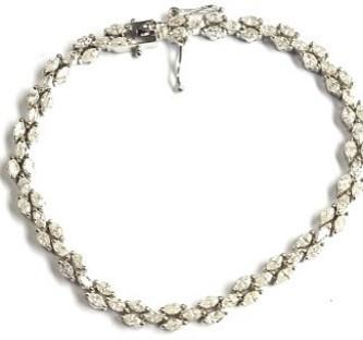 4.05 Ct Marquise Diamond 18k White two Row Tennis Bracelet