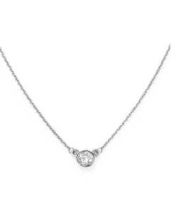 0.5 ct Diamond bezel 14K white gold necklace 16"+2"