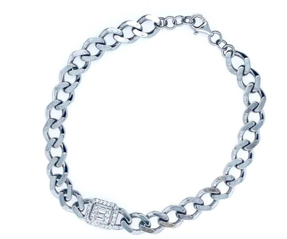 0.24Ct Diamond 14K White Gold Link Bracelet