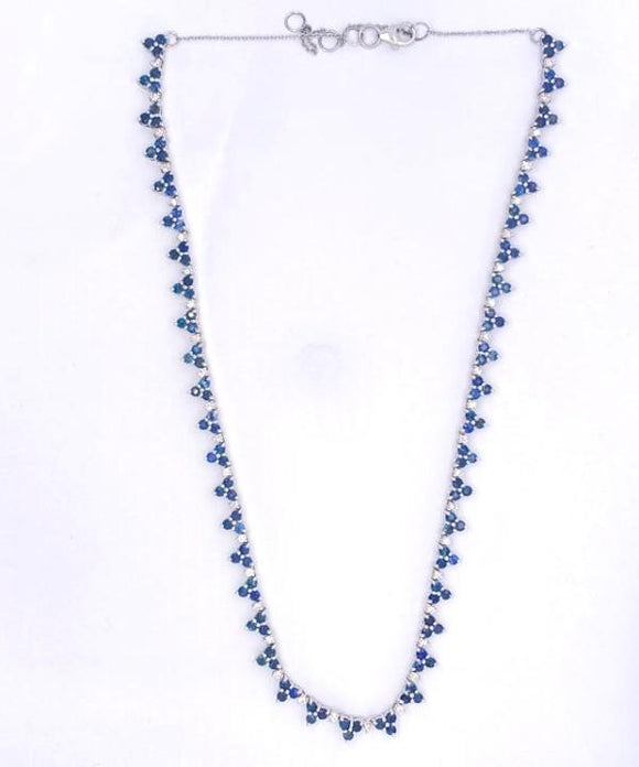 7.20Ct  Sapphire & 0.84Ct Diamond 14Kt white Gold Necklace