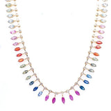 13Ct Multi Sapphire 0.98Ct Diamond 14Kt Yellow Gold Necklace