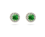 0.88Ct Emerald With 0.23Ct Diamond Halo Earrings in 14k Gold