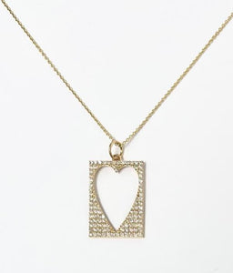 0.86Ct Diamond Opan Heart 14K Yellow Gold  Necklace