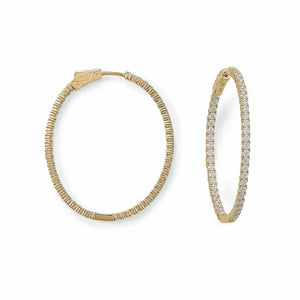 2.25Ct Diamond 14K Gold Hoop 1.25" Earring